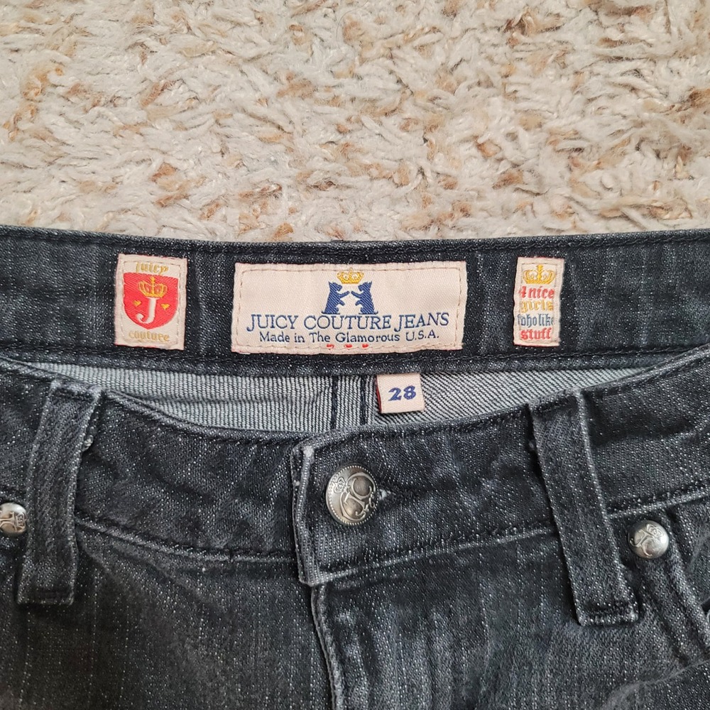 Juicy‎ Couture Jeans Women 28 Black Low Rise Slim Straight Leg Vintage Y2K